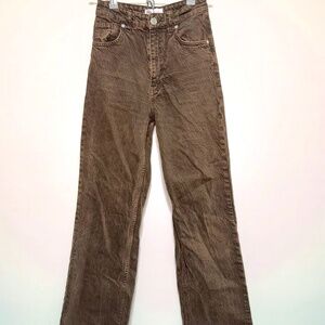 Zara Jeans Women's Brown Wide Leg Raw Hem Size 0